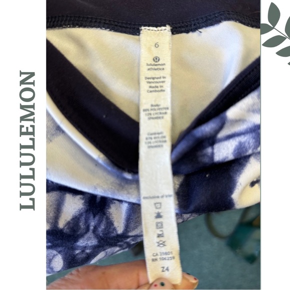 Lululemon Wunder Under Leggings Ink Blot Blue White Cropped Size 6 - Picture 5 of 6